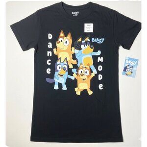 Bluey Dance Mode Graphic T-Shirt S Black Wearable Art 100% Cotton Unisex Size S
